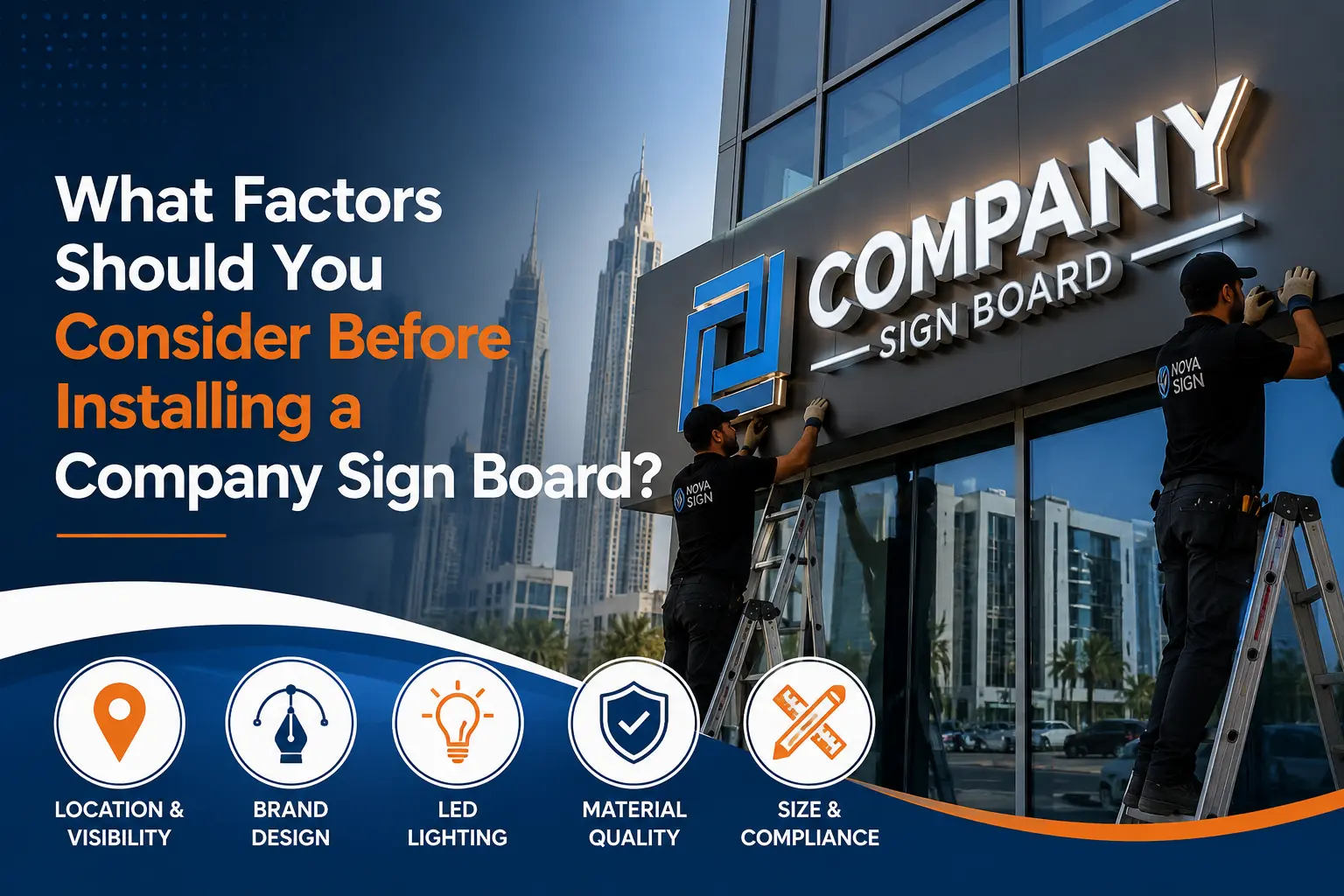 Sign board for company
